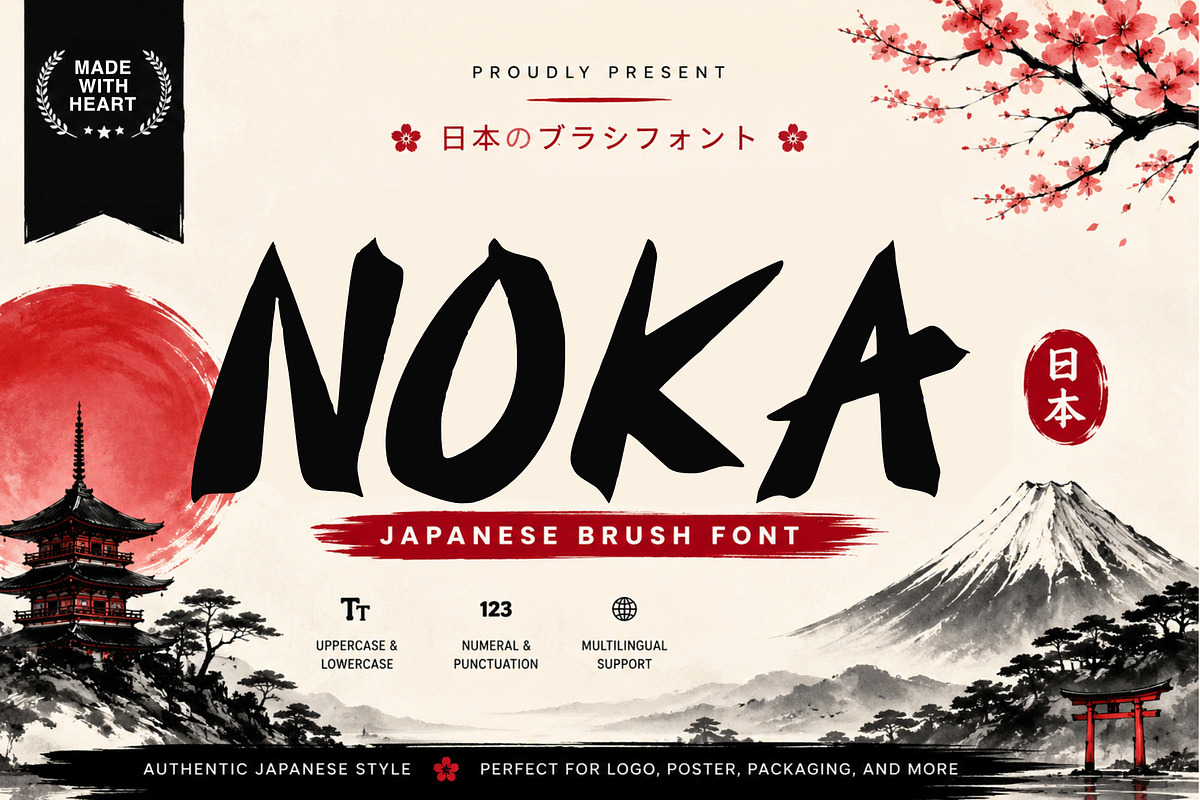 Noka - Brush Font Japan Style, a Blackletter Font by WAP (Photo 1 of 4)