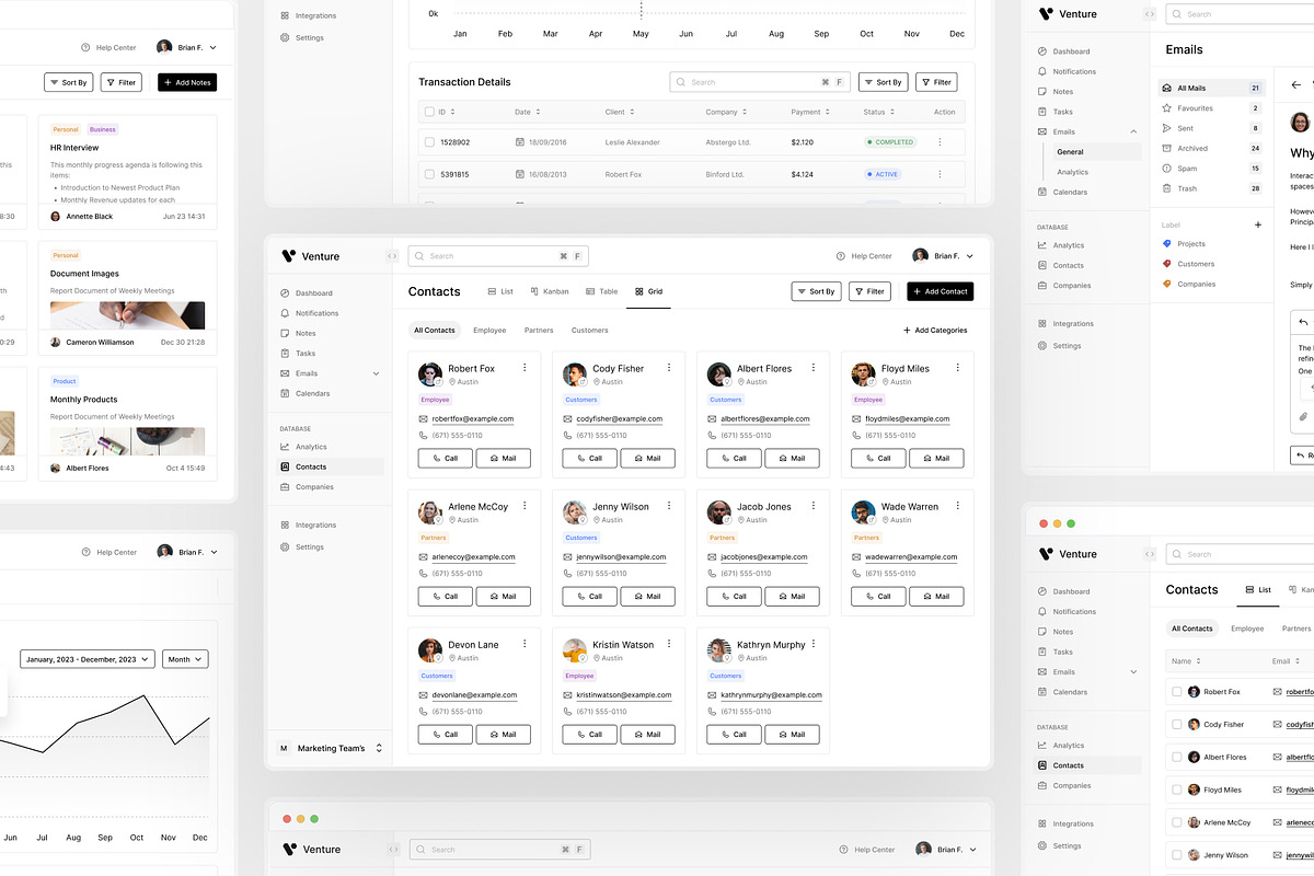 Venture - CRM Platform UI Kit, an UI Kit Template by dhuhacreative (Photo 4 of 8)