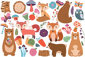 110 Pc Huge Woodland Clipart Set