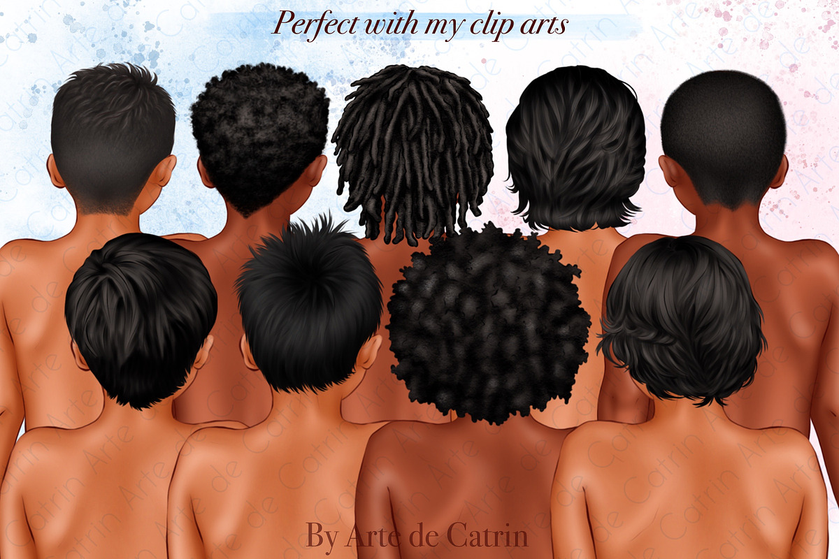 Kids Hairstyles Clipart, Baby Hair, Hair Clipart Pack, Children's Hair ...