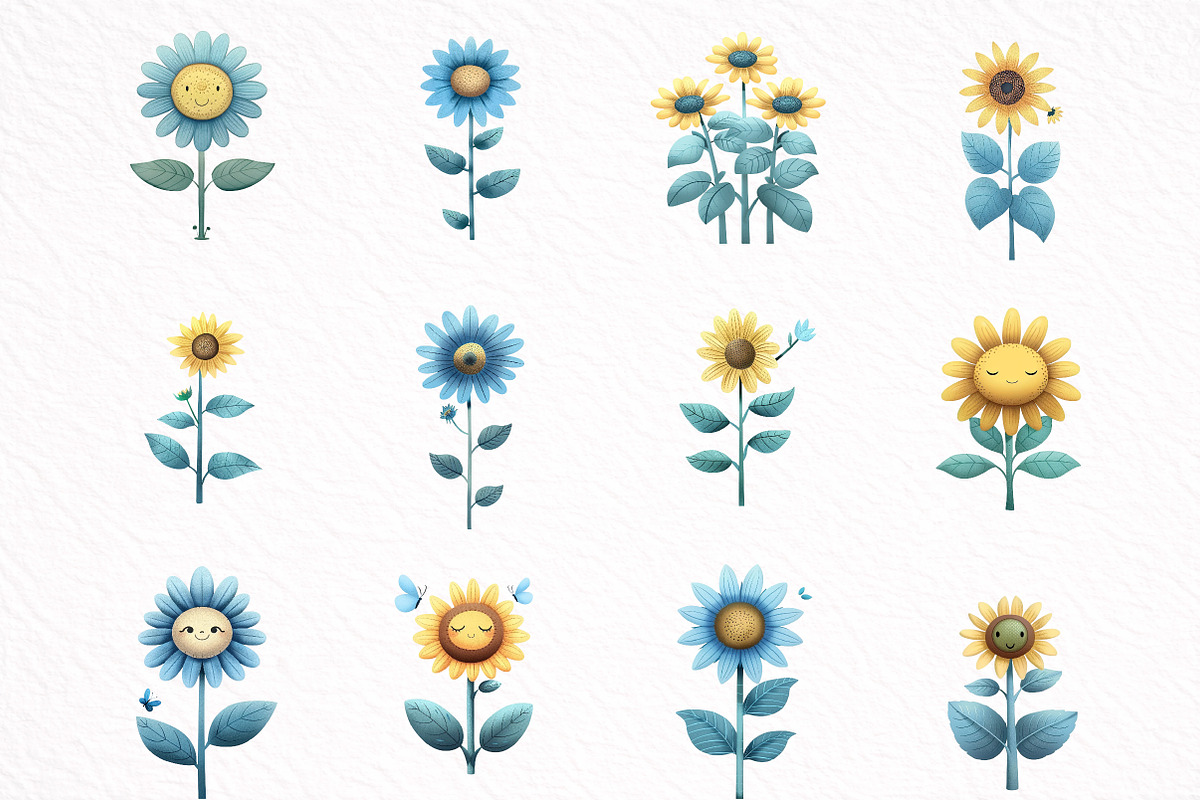 Whimsical Sunflower Summer Clipart, an Illustration by DreamArtGraphic (Photo 3 of 8)