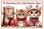 Christmas Cat In Red Sweater Clipar, an Illustration by cherrydesign (Thumbnail 1 of 3)