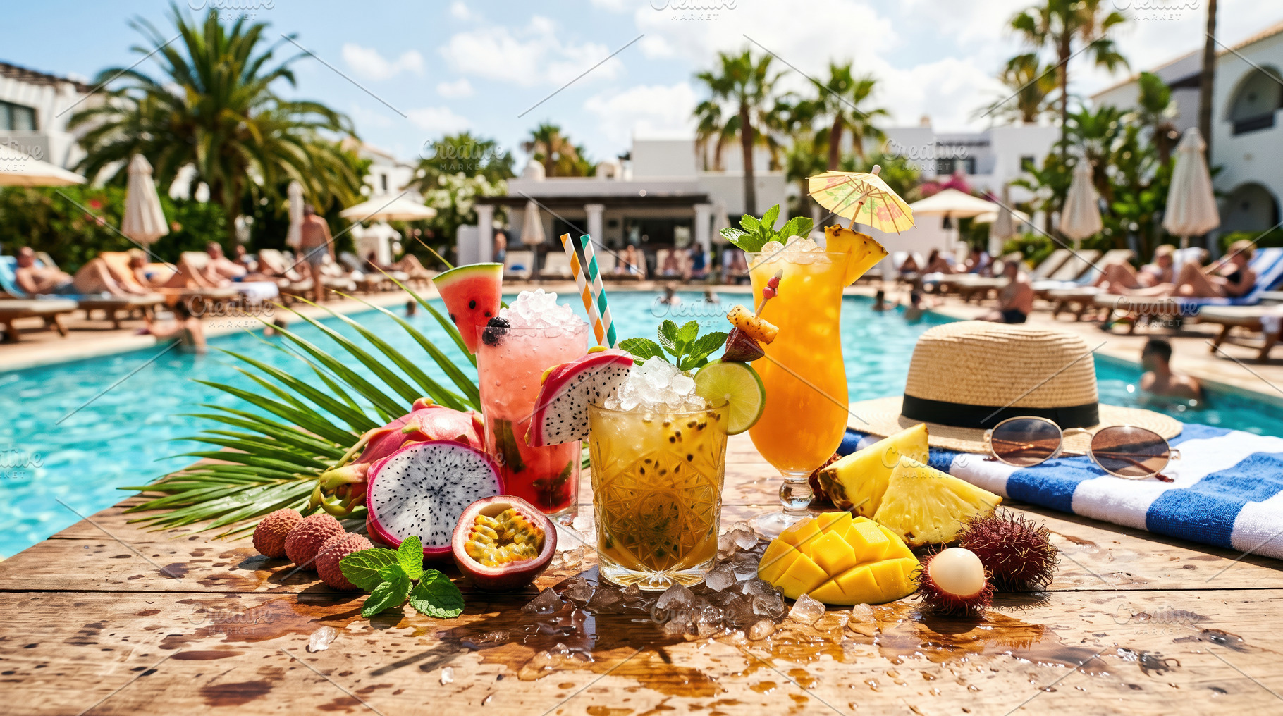 Tropical Cocktails by Luxury Poolside Resort, a Food & Drink Photo by Davizro's Market