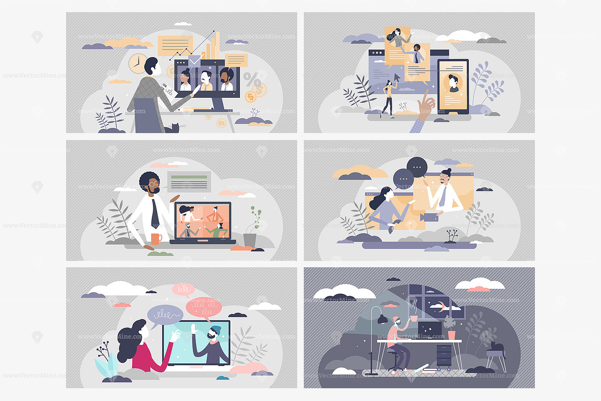 18 Remote Work Concepts, a Person Illustration by VectorMine (Photo 4 of 8)