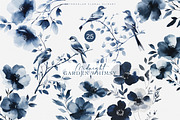 watercolor indigo blooms collection, a Decorative Illustration by Patishop Art (Thumbnail 1 of 8)