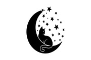 50 Cat Moon Silhouette Vector Bundle, an Illustration by jahid234 (Thumbnail 32 of 51)