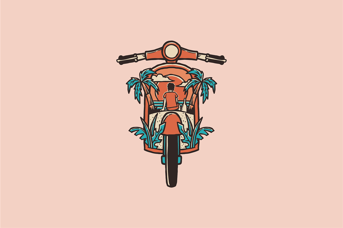 Motorcycle Journey to the Beach, an Object Illustration by nomlimo.com (Photo 1 of 2)