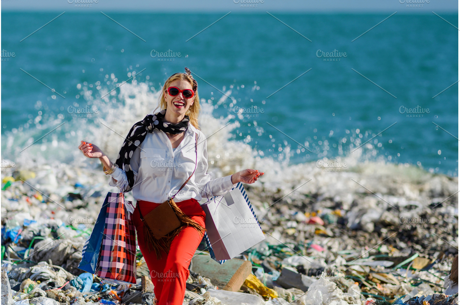 Modern woman on landfill with, a Person Photo by HalfPoint