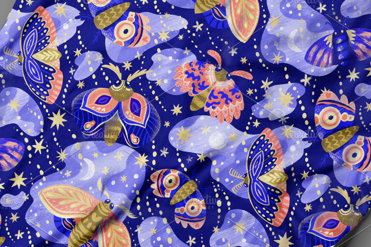 Beautiful Moths, a Pattern Graphic by PenguinHouse