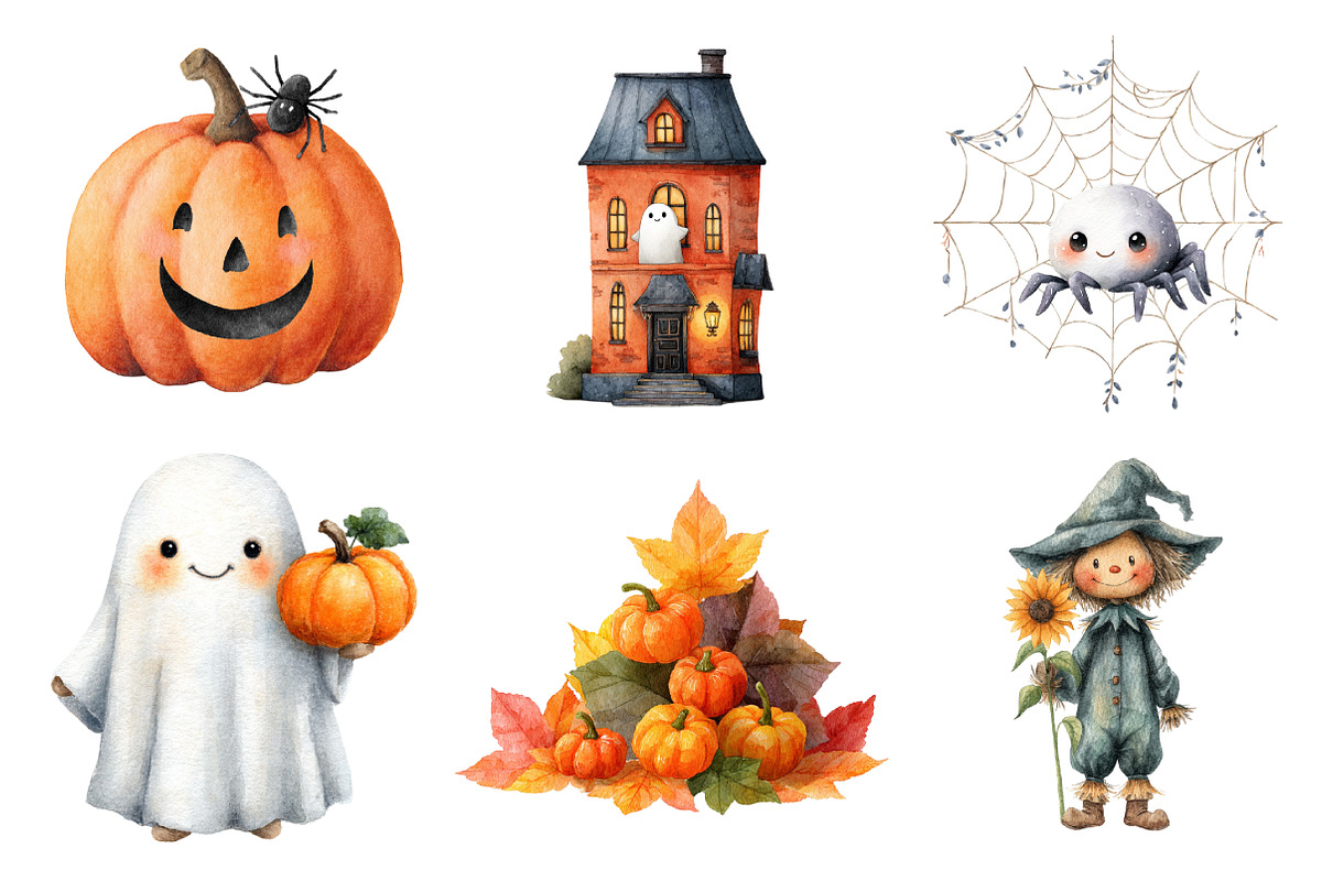 Cute Halloween Clipart, an Illustration by Design Market (Photo 3 of 3)