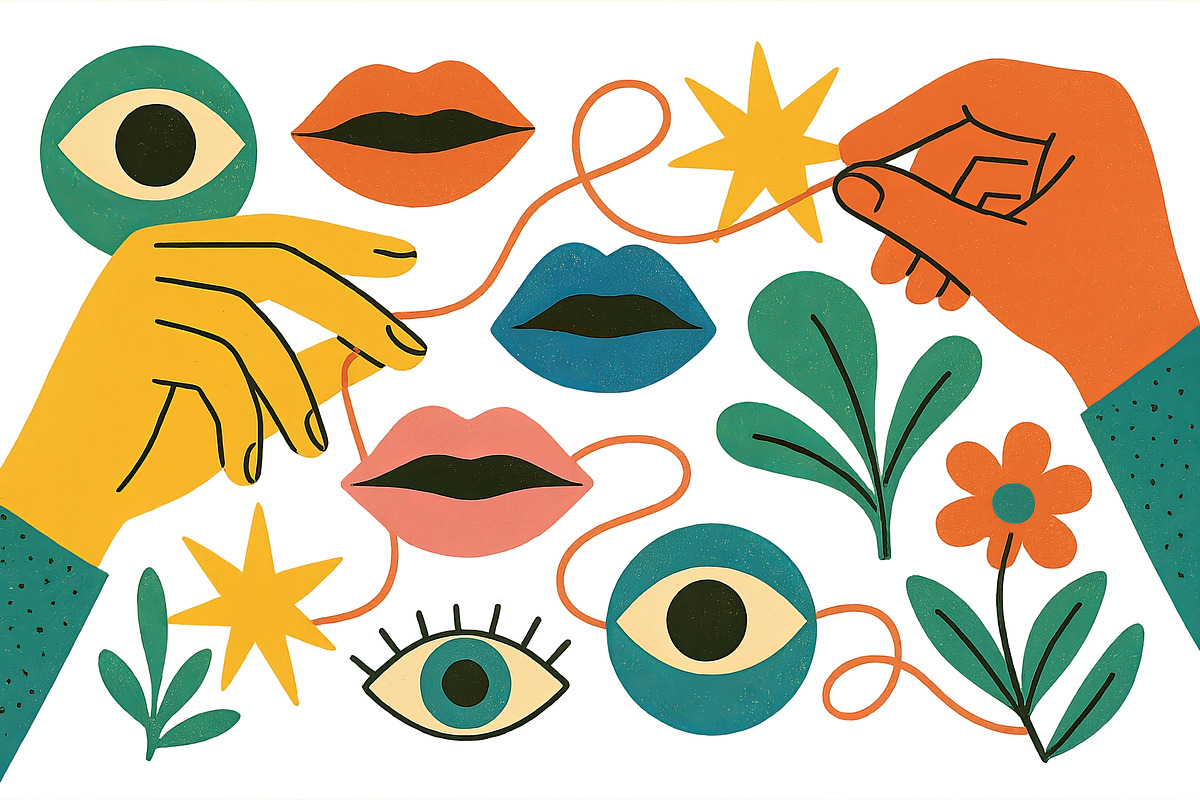Surreal animated composition with ey, an Illustration by Dvoevnore photos