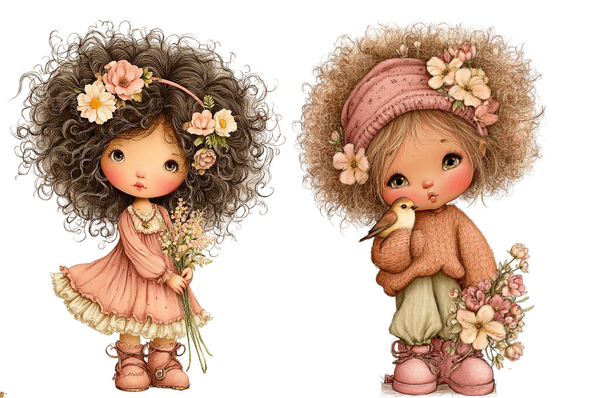 Shabby Cottage Girl Clipart Bundle, a Seasonal Illustration by Daily.Designs (Photo 2 of 5)