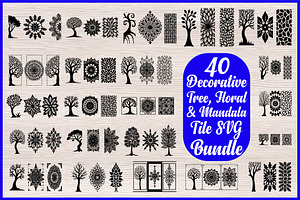 Decorative Tree Floral Mandala Tile, a Decorative Illustration by Artivon