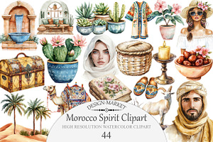 Watercolor Morocco Spirit Clipart, an Illustration by Design Market