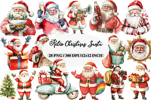Retro Christmas Santa PNG Clipart, an Illustration by Daily.Designs
