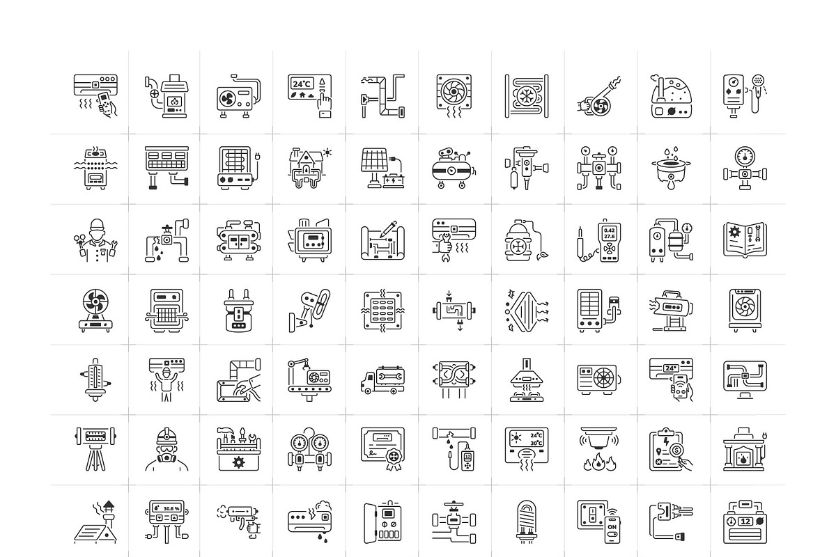 HVAC Icons, an Outline Icon by Prosymbols (Photo 5 of 5)