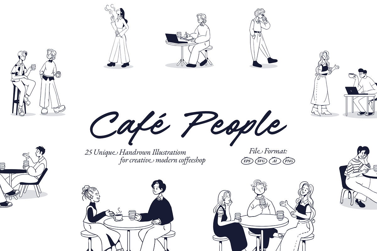 Café People – Hand-Drawn Coffee Shop, a Person Illustration by Invisual Studio (Photo 1 of 14)