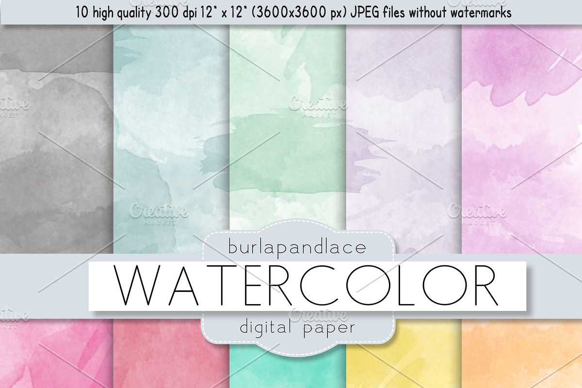 Watercolor digital paper