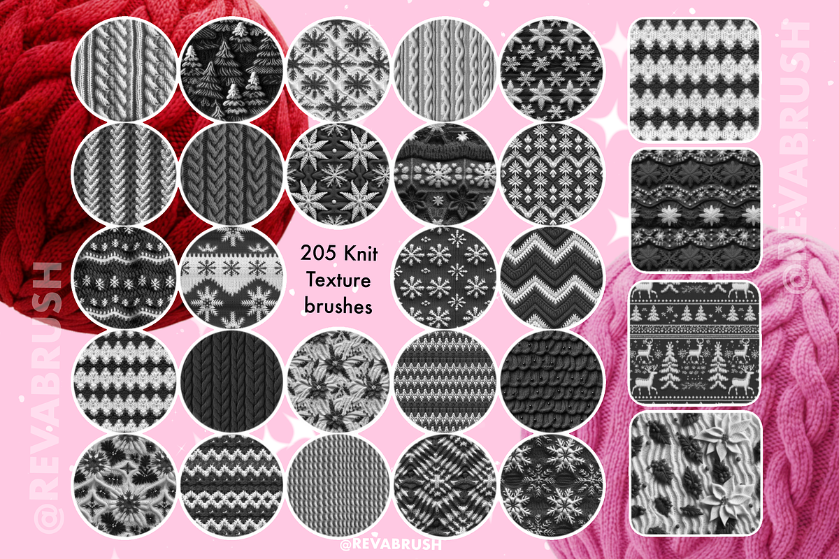 200 Procreate Knit Texture Brushes, a Brush Add-On by Revabrush (Photo 3 of 9)