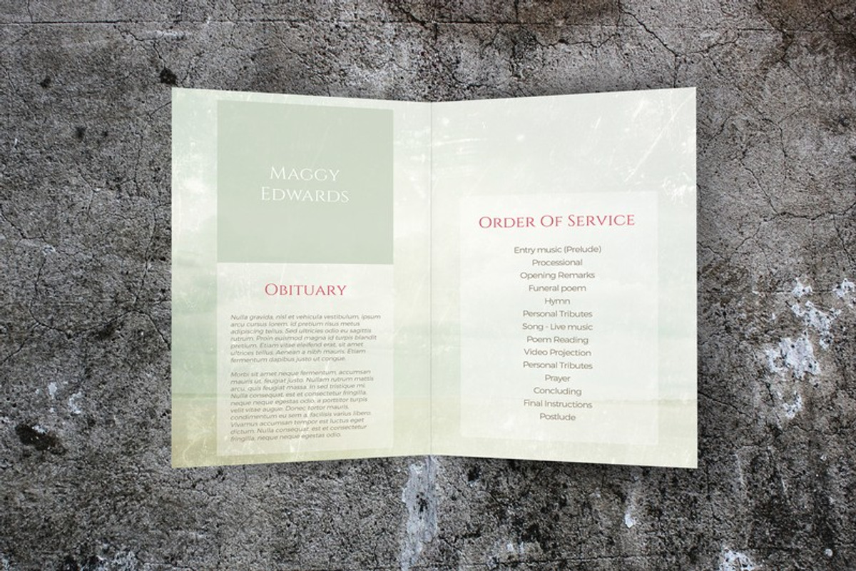 Softness Funeral Program Template, a Brochure Template by Final Tribute (Photo 2 of 5)