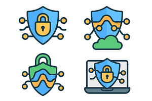 Security icons representing data, a Technology Illustration by ZinetroN