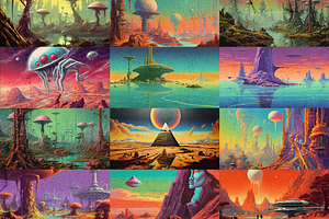 Retro Futurism Landscapes Collection