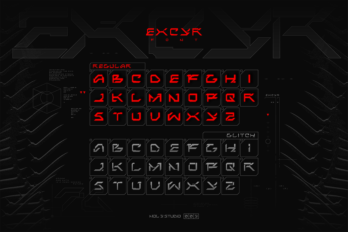 EXCYR | Futuristic Cyber Font, a Sans Serif Font by Nol 3 Studio (Photo 4 of 9)