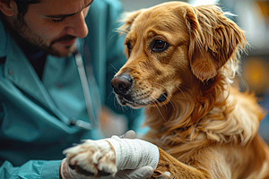 Gentle Veterinary Care for Injured Dog Paw, an Animal Photo by Davizro's Market