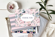 Blush & Dusty Blue Floral Clipart, a Decorative Illustration by whiteheartdesign (Thumbnail 11 of 11)