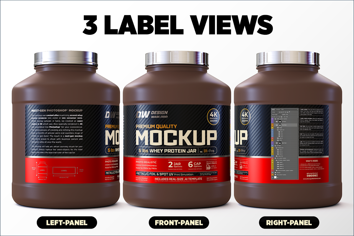 5lb Whey Protein Jar Mockup D1-Pro, a Packaging Mockup by Design Warlord (Photo 6 of 16)