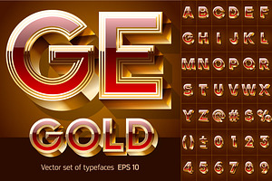 Illustration of chic golden 3D font