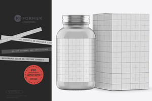 Bottle For 90 Pills & Box Mockup