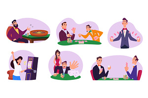 Casino. Happy characters playing, a Sport Illustration by Onyx