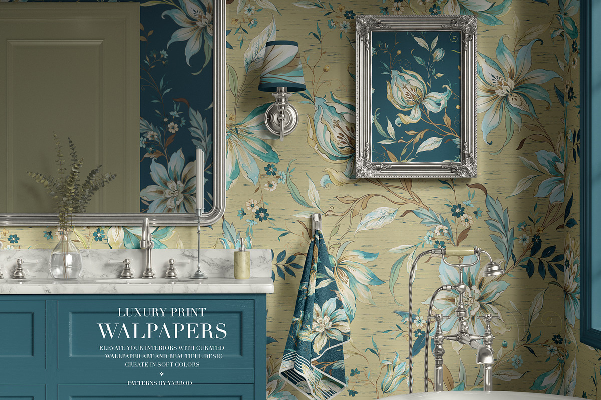BOTANICAL CHINTZ_ WATERCOLOR PATTERN, a Pattern Graphic by YARROO (Photo 7 of 13)