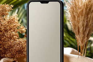 Smartphone Mockup Summer Theme Beige, a Photo by Pixeness Studio