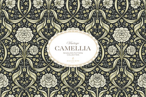 Arts & Crafts Floral Patterns Black, a Pattern Graphic by Eclectic Anthology