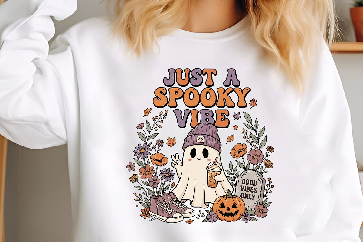 Vintage Spooky Vibe Halloween Ghost, a Seasonal Illustration by CraftArtStudio (Photo 3 of 4)