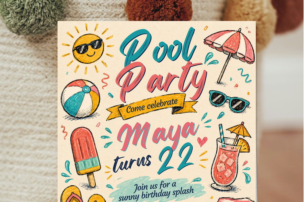 Pool Party Birthday Invitation, an Invitation Template by heynomi (Photo 5 of 19)