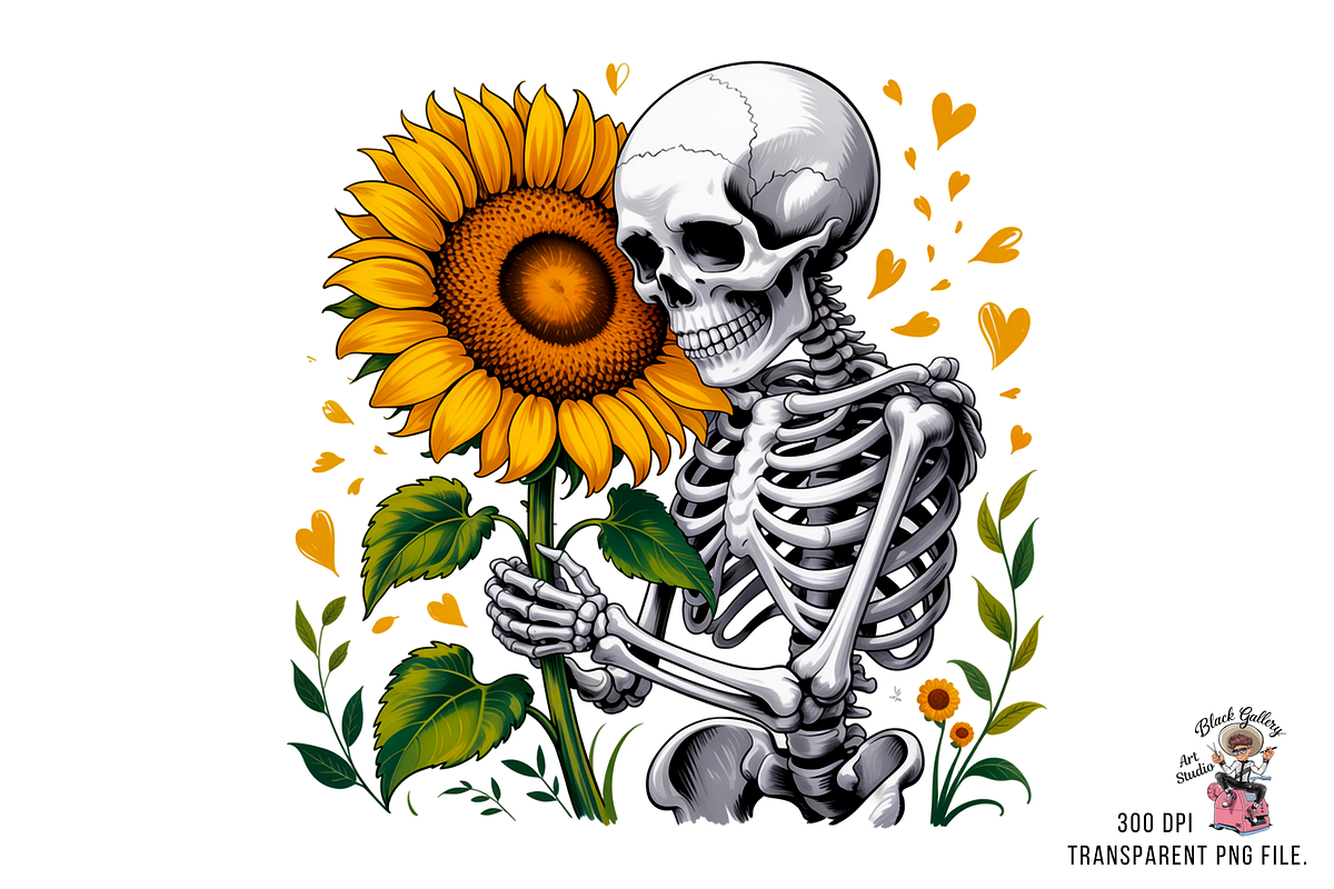 Skeleton Hugging Sunflower PNG, a Graphic by Clipart Bloom (Photo 2 of 12)