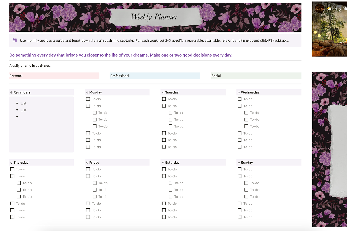 Dark Habit Tracker Weekly Planner, a Design Template by Anis Illustration (Photo 3 of 8)