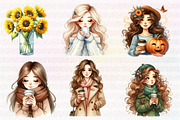 Autumn Coffee Girl Clipart PNG, an Illustration by CreationArt (Thumbnail 5 of 5)