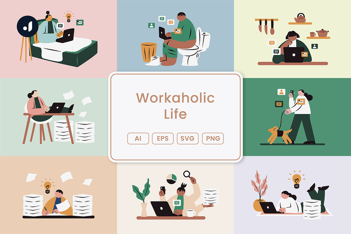 Workaholic Life Illustration, a Work Illustration by Jump Studio (Photo 1 of 10)