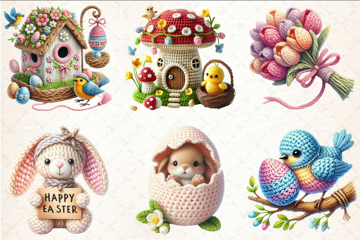 Crochet Easter Day Sublimation Clipa, a Seasonal Illustration by Rose Art (Photo 2 of 4)