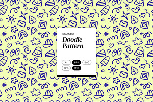 Neon Blue Doodle Pattern, a Pattern Graphic by Neermana