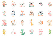 Pastel Animals Tea Party Clipart Set, an Illustration by Sublimation Artist (Thumbnail 2 of 6)
