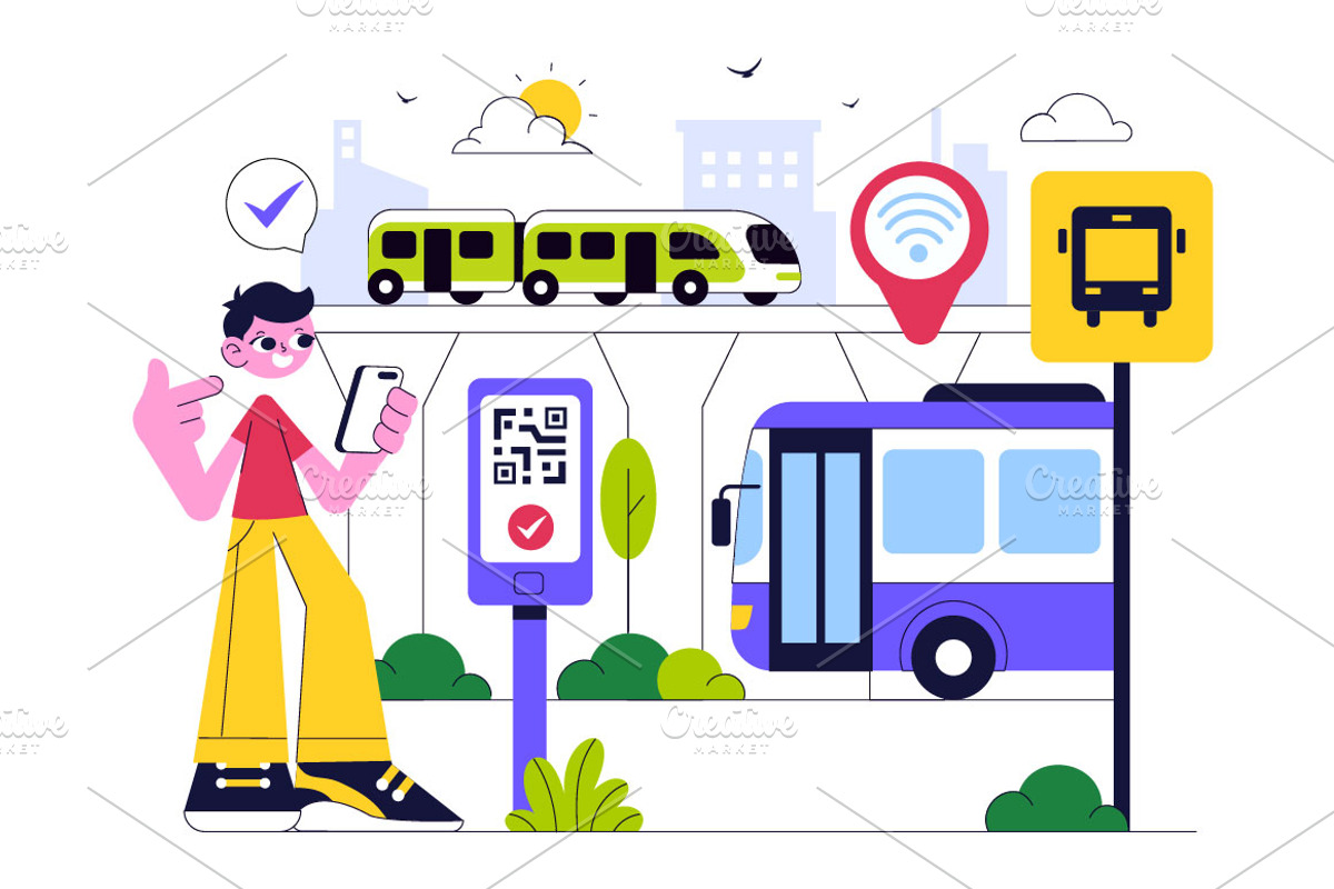 10 Smart Public Transport System, a Transportation Illustration by denayunebgt (Photo 4 of 4)