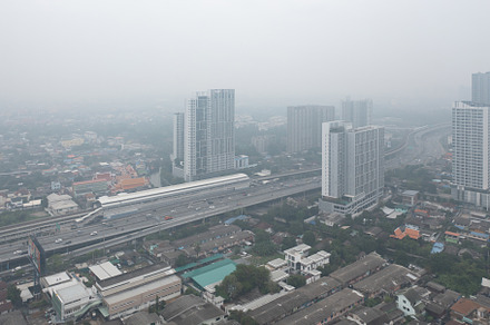 Aerial view of highway street road at Bangkok Downtown Skyline,, an Architecture Photo by Tampatra
