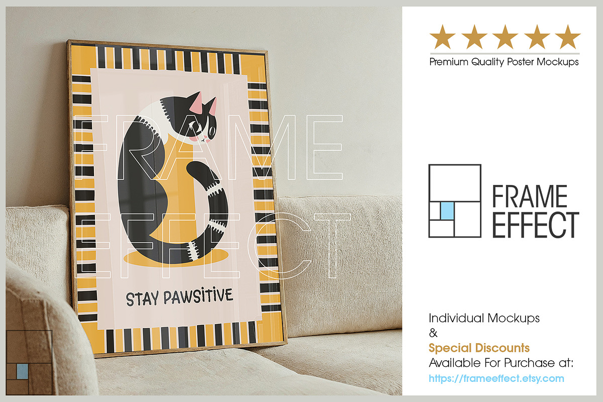6 Neutral Art Frame Mockups Bundle, a Household Mockup by Frame Effect (Photo 7 of 8)