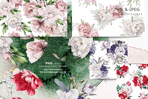 Peonies In Bloom, Seamless Patterns