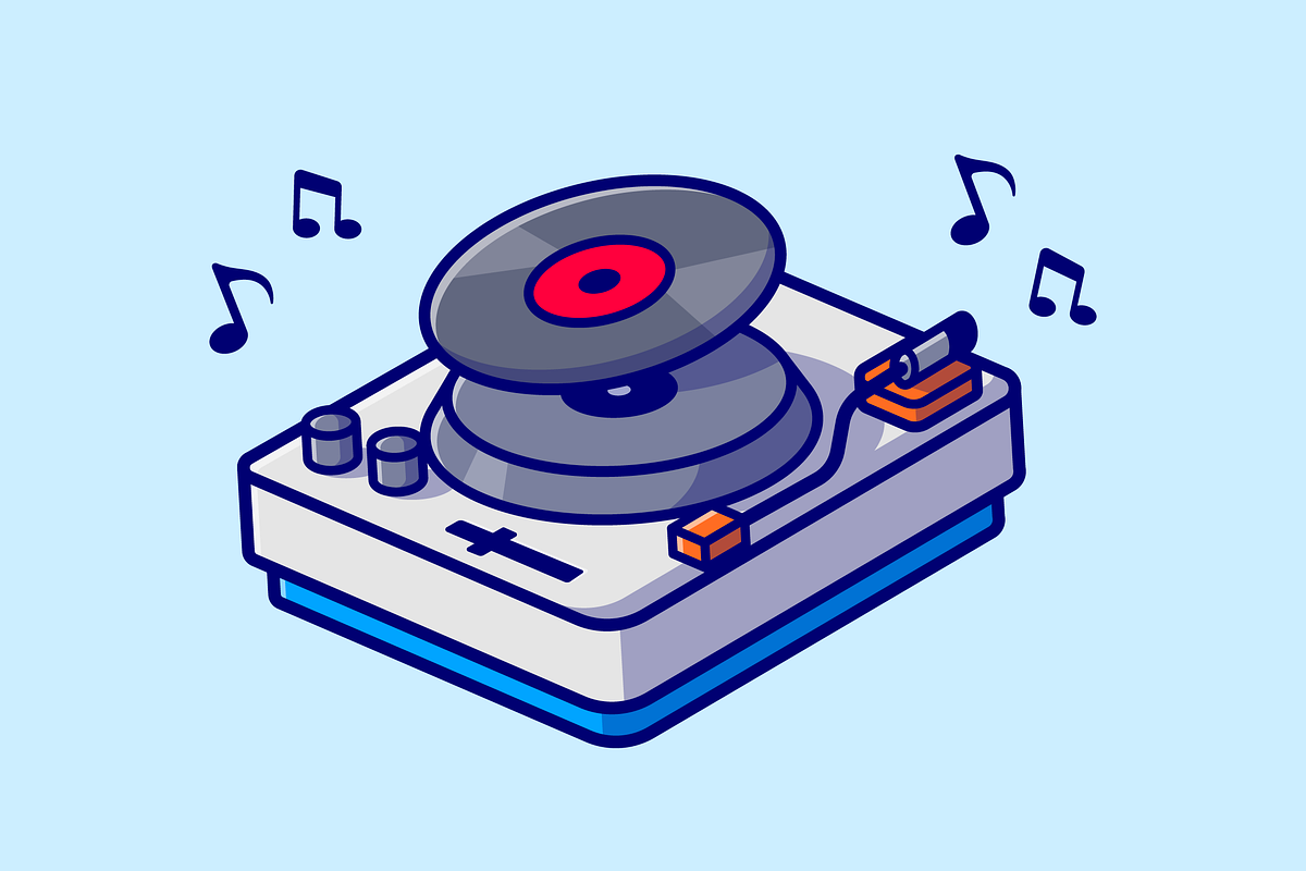 Turntable With Vinyl Cartoon, a Technology Illustration by Catalyst Labs